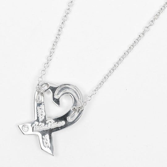TIFFANY&Co. Necklace Silver925, 1P diamond Silver Loving heart Women Used Authentic