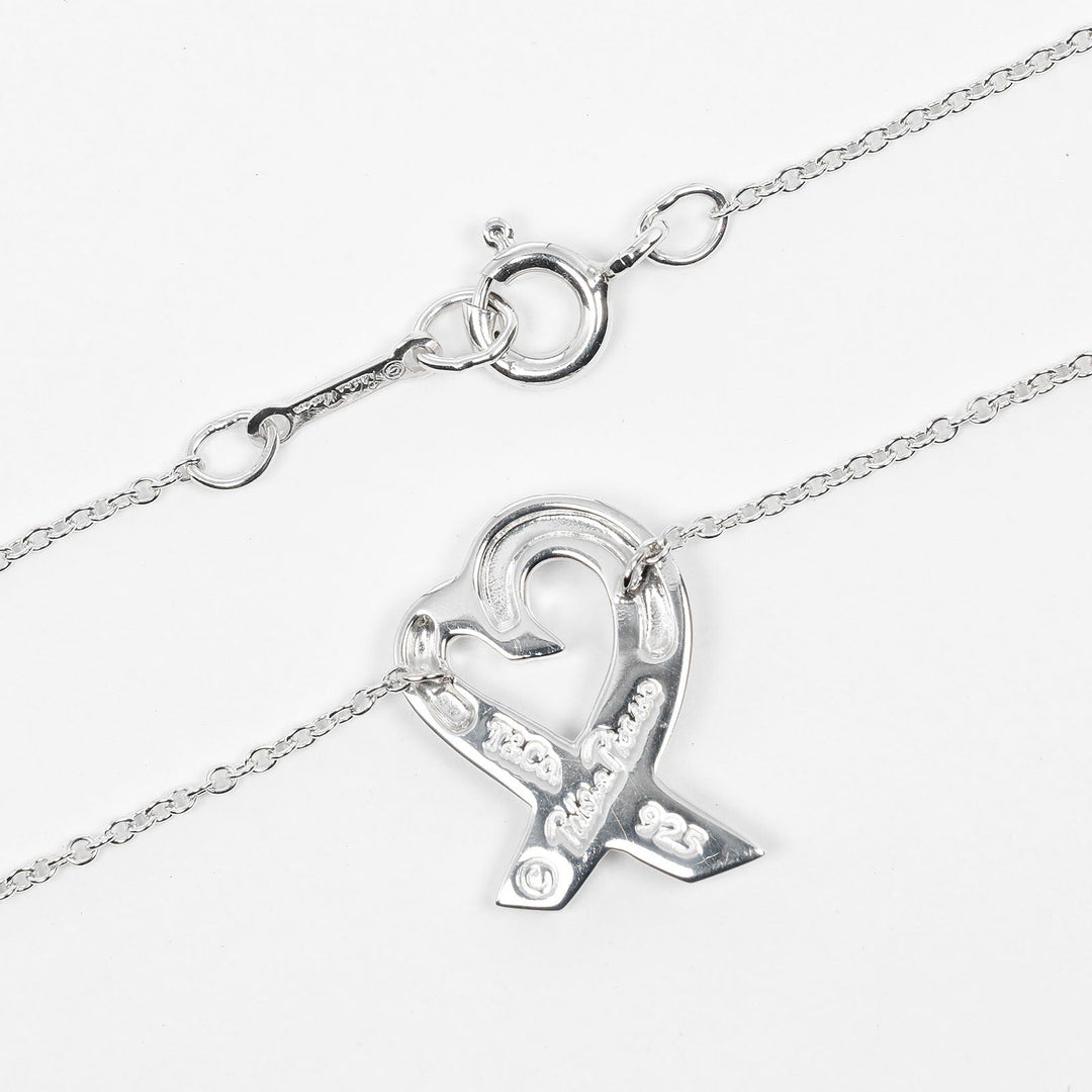 TIFFANY&Co. Necklace Silver925, 1P diamond Silver Loving heart Women Used Authentic