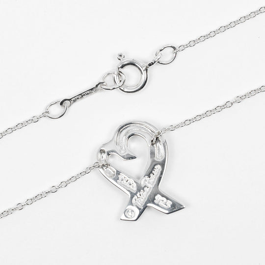 TIFFANY&Co. Necklace Silver925, 1P diamond Silver Loving heart Women Used Authentic