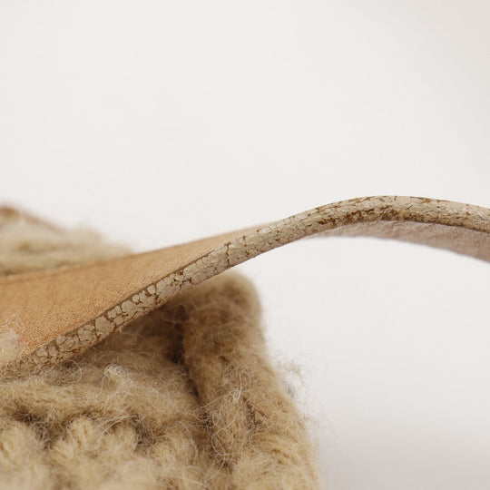 BURBERRY BLUE LABEL Shoulder Bag wool beige knit Women Used Authentic