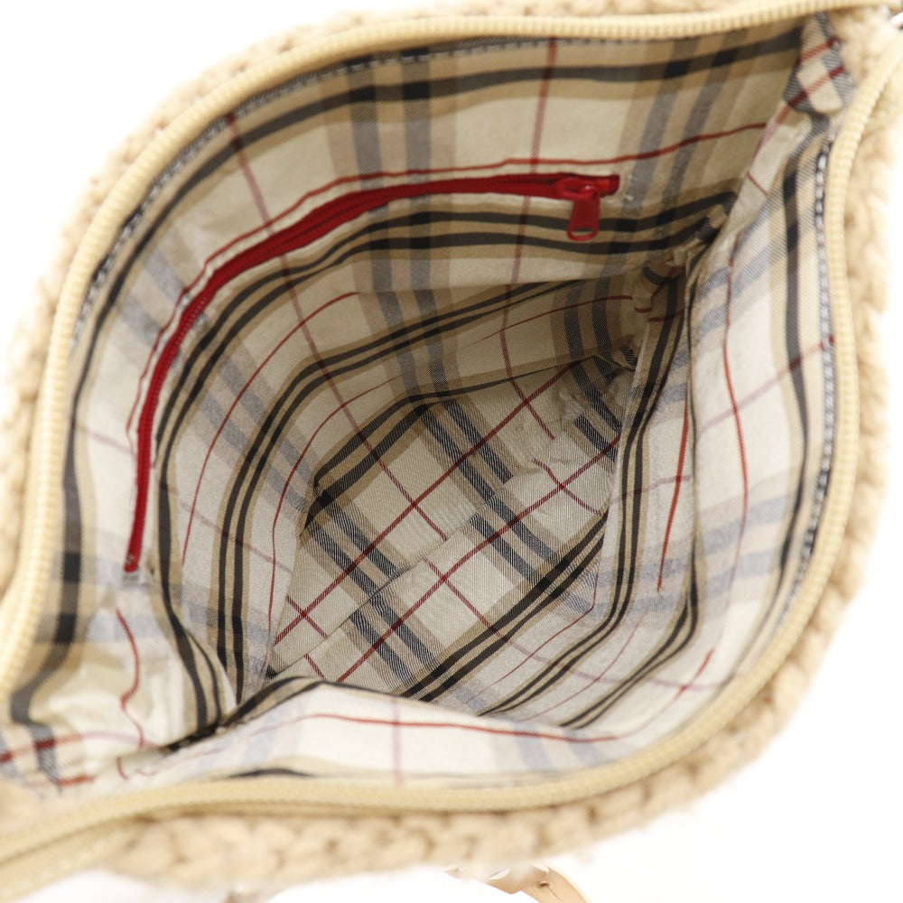 BURBERRY BLUE LABEL Shoulder Bag wool beige knit Women Used Authentic