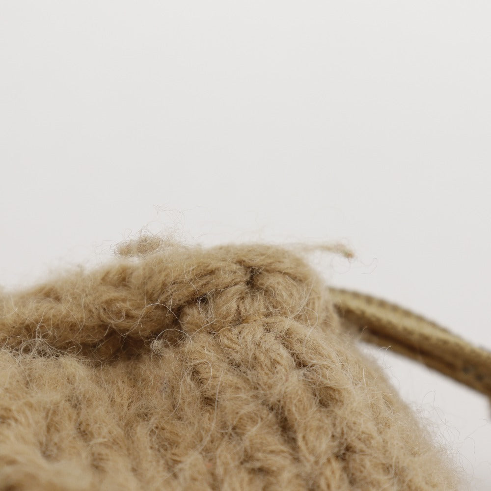 BURBERRY BLUE LABEL Shoulder Bag wool beige knit Women Used Authentic