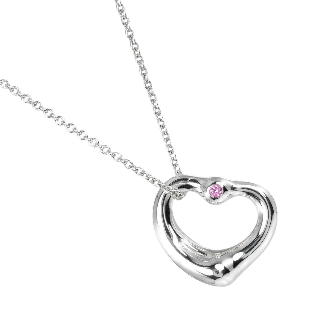 TIFFANY&Co. Necklace Silver925, pink sapphire Silver Open heart Women Used Authentic