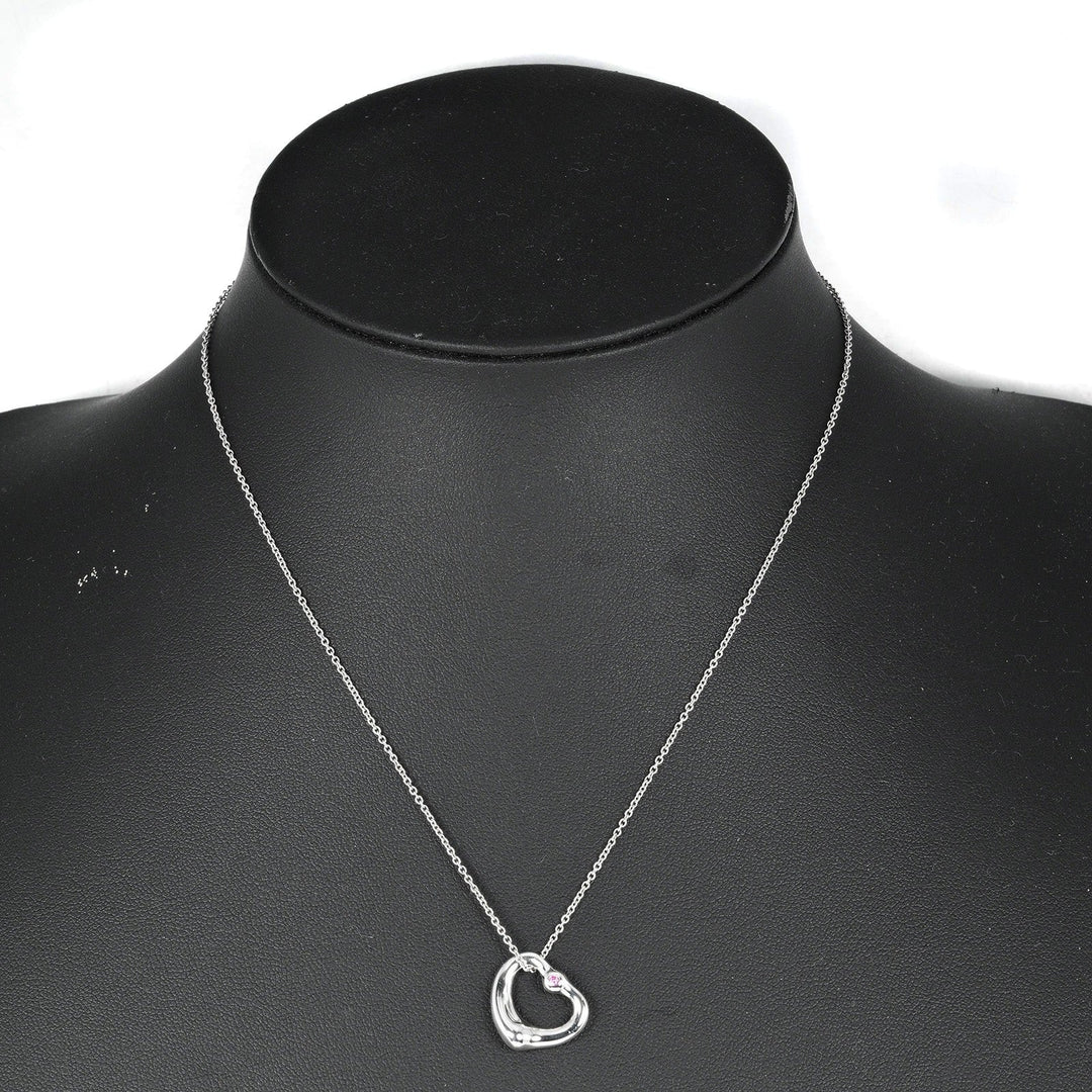 TIFFANY&Co. Necklace Silver925, pink sapphire Silver Open heart Women Used Authentic