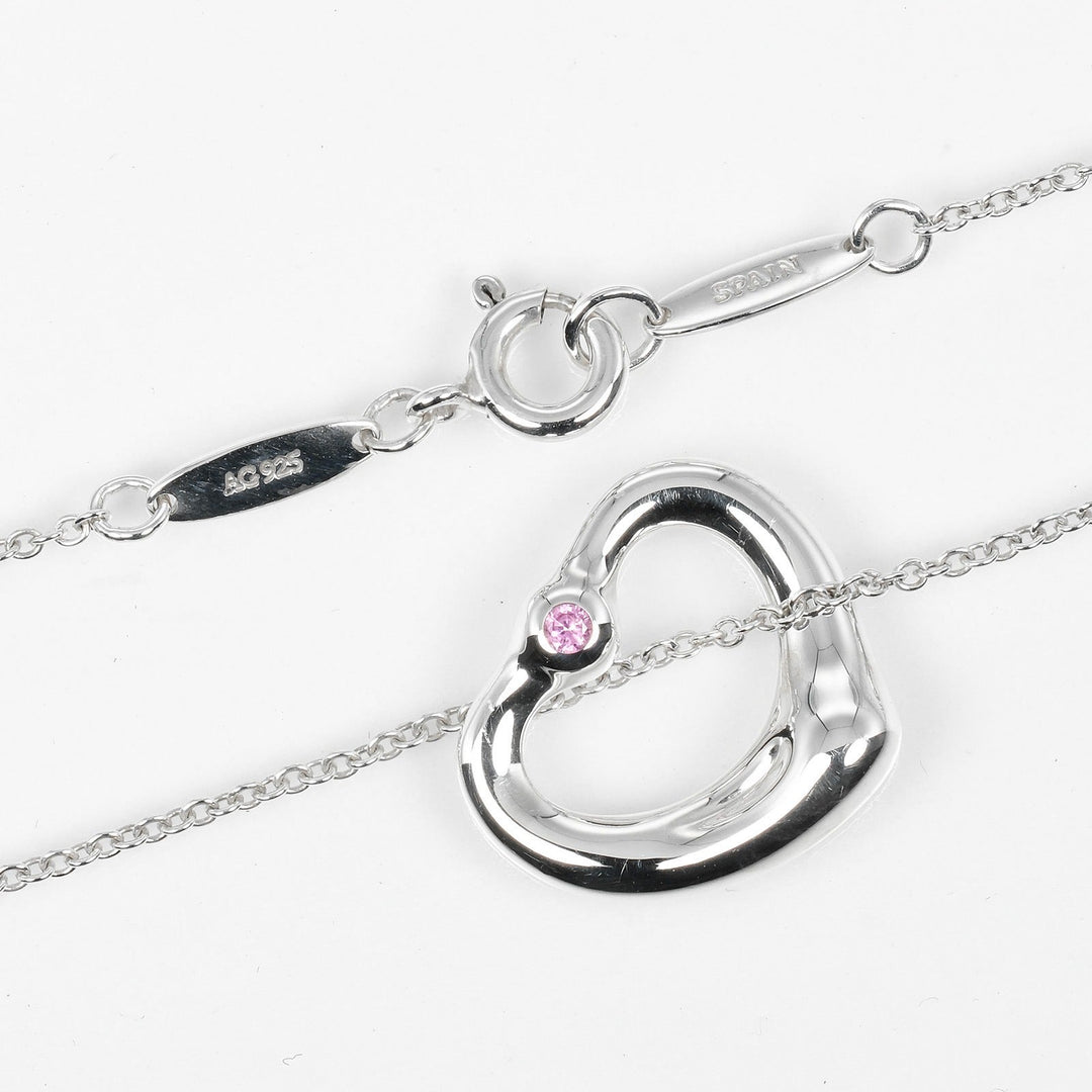 TIFFANY&Co. Necklace Silver925, pink sapphire Silver Open heart Women Used Authentic