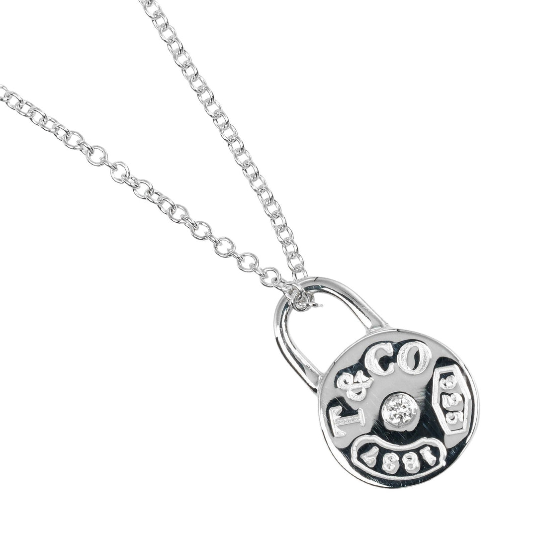 TIFFANY&Co. Necklace Silver925, Diamond Silver 1837 Round Rock Women Used Authentic