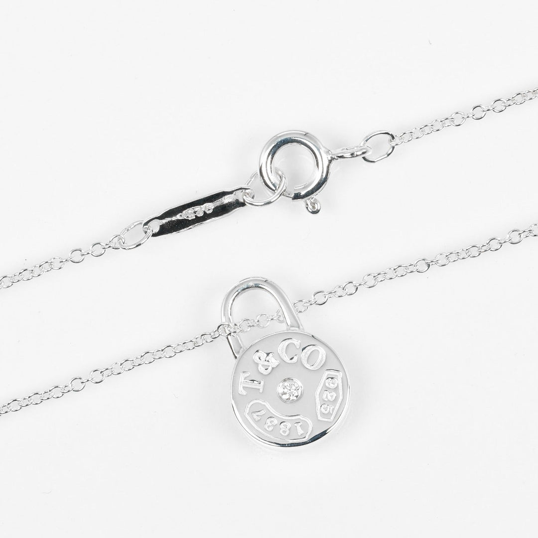 TIFFANY&Co. Necklace Silver925, Diamond Silver 1837 Round Rock Women Used Authentic