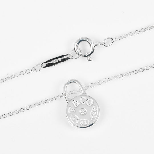 TIFFANY&Co. Necklace Silver925, Diamond Silver 1837 Round Rock Women Used Authentic