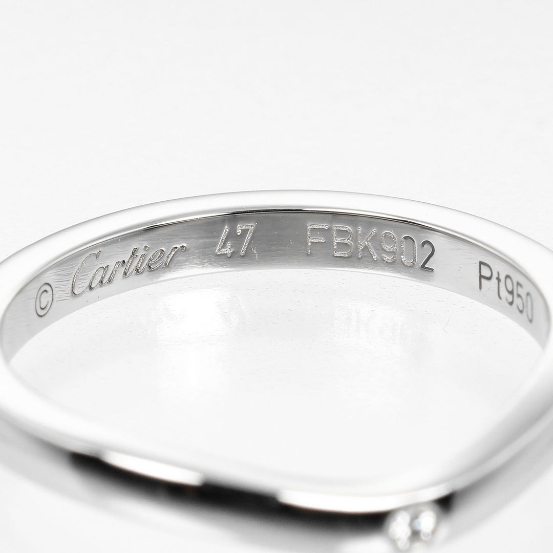 CARTIER Ring Pt950Platinum, 3P Diamond Silver Ballerina curve Women 47 Used Authentic
