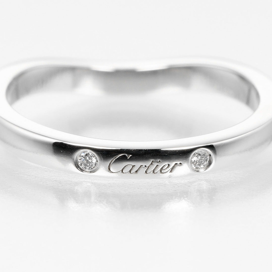 CARTIER Ring Pt950Platinum, 3P Diamond Silver Ballerina curve Women 47 Used Authentic