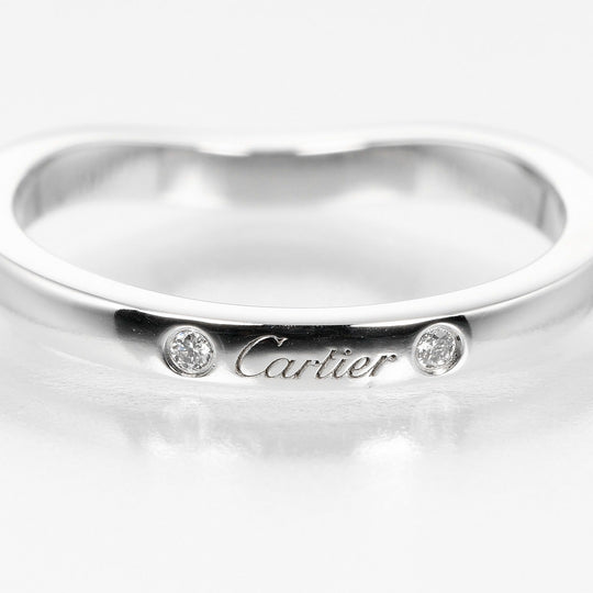 CARTIER Ring Pt950Platinum, 3P Diamond Silver Ballerina curve Women 47 Used Authentic