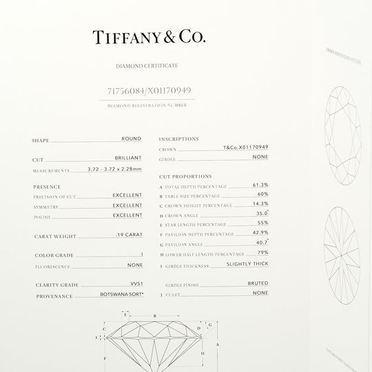 TIFFANY&Co. Ring 0.19ct VVS1/I/3EX Pt950Platinum, Diamond Silver harmony Women Used Authentic