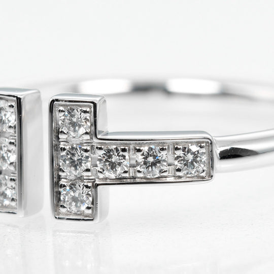 TIFFANY&Co. Ring K18 White Gold, Diamond Silver T wire Women Used Authentic