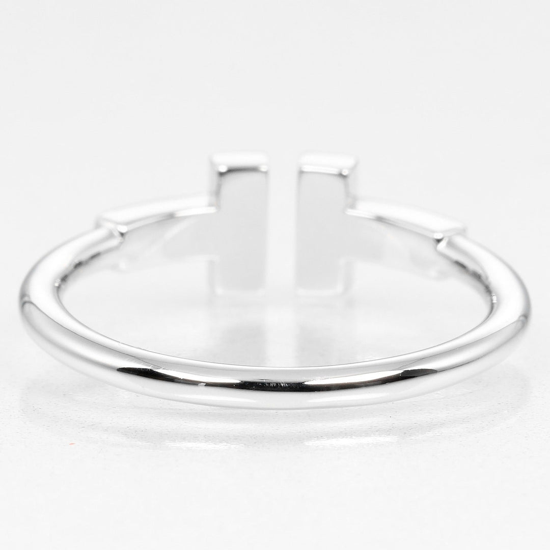 TIFFANY&Co. Ring K18 White Gold, Diamond Silver T wire Women Used Authentic