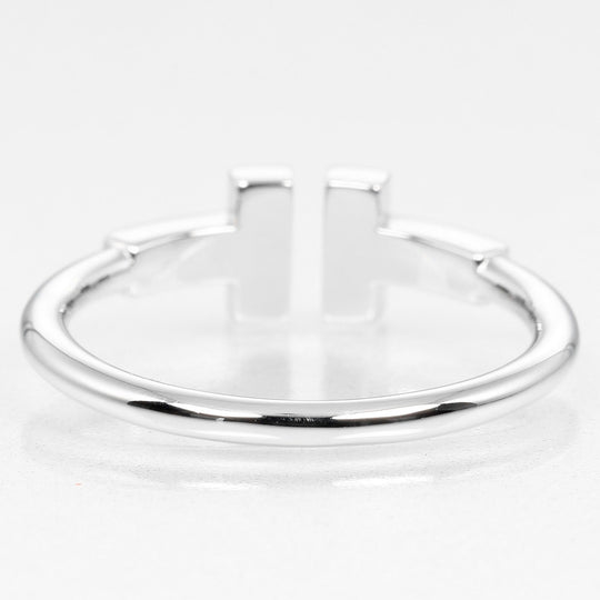 TIFFANY&Co. Ring K18 White Gold, Diamond Silver T wire Women Used Authentic