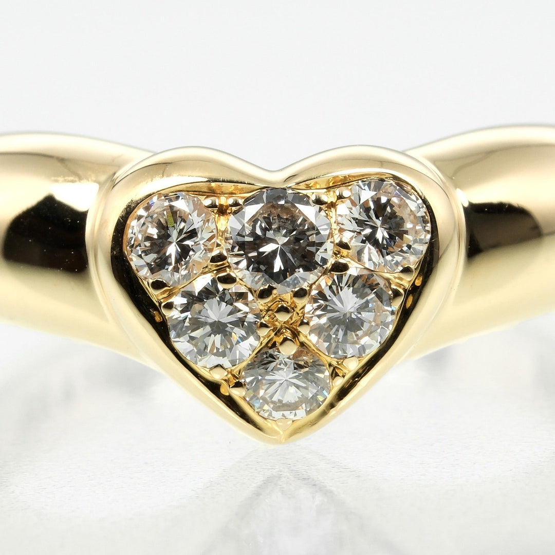 TIFFANY&Co. Ring K18 Yellow Gold, Diamond gold Pave heart Women Used Authentic