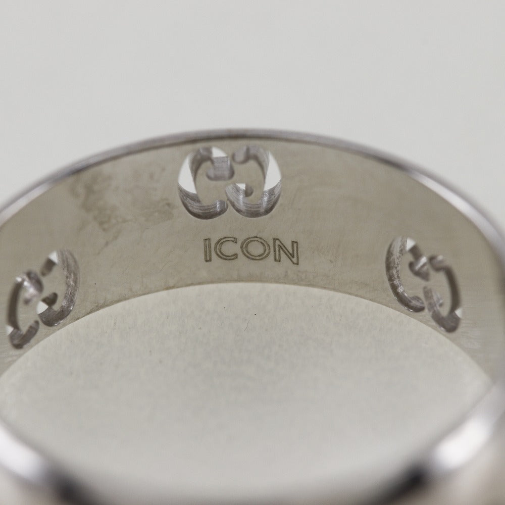 GUCCI Ring K18 white gold Silver icon Women 12 Used Authentic