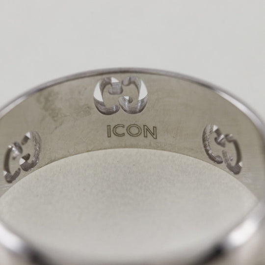 GUCCI Ring K18 white gold Silver icon Women 12 Used Authentic
