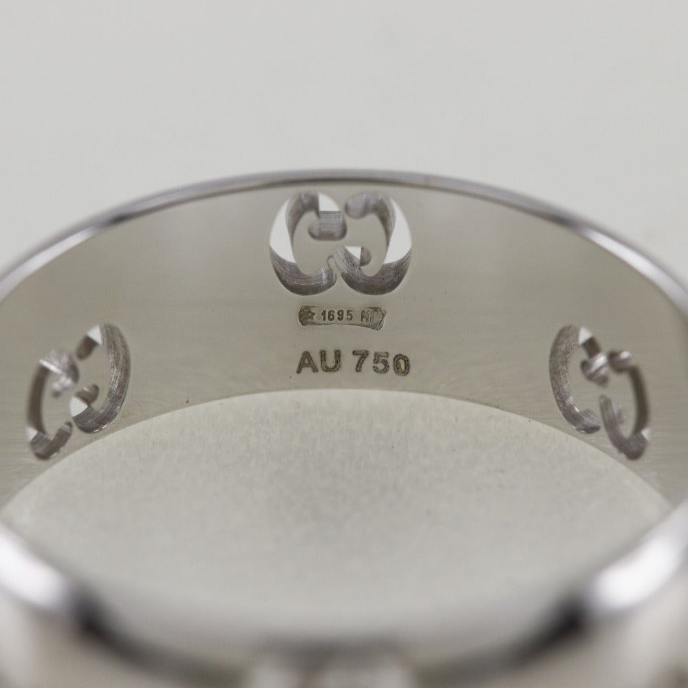 GUCCI Ring K18 white gold Silver icon Women 12 Used Authentic