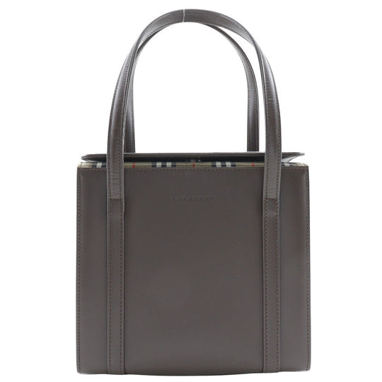 BURBERRY Handbag Calfskin Brown Nova Check box Women Used Authentic