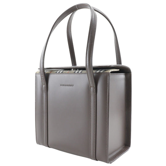 BURBERRY Handbag Calfskin Brown Nova Check box Women Used Authentic
