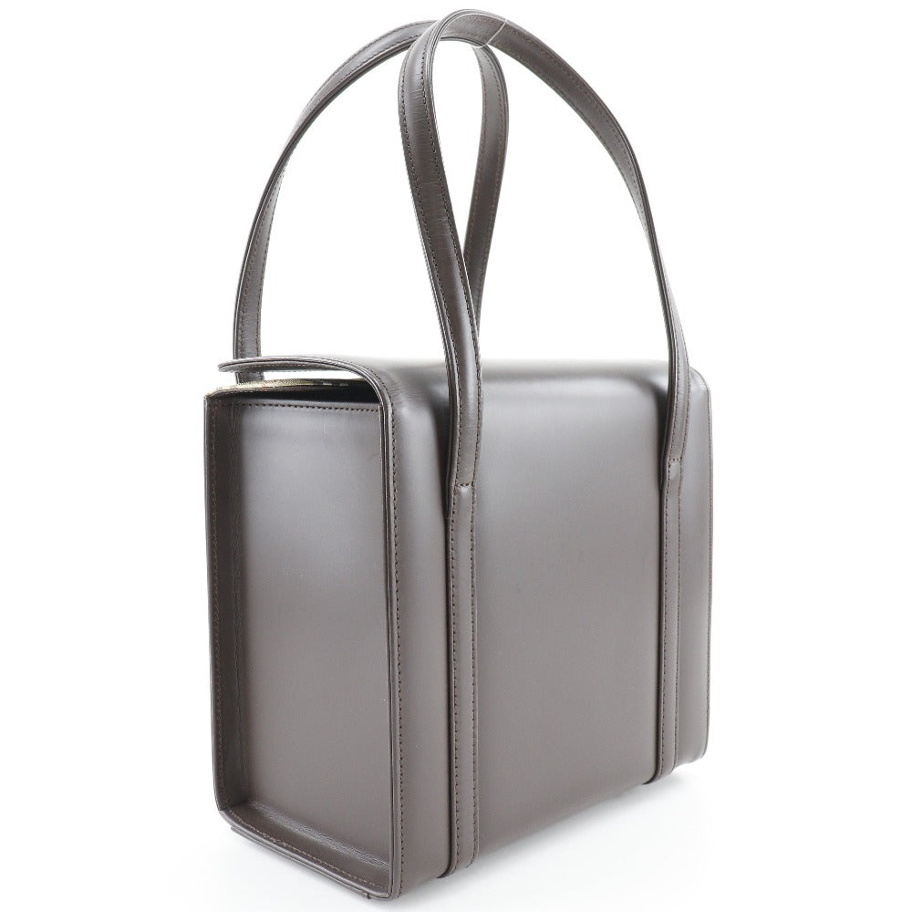 BURBERRY Handbag Calfskin Brown Nova Check box Women Used Authentic