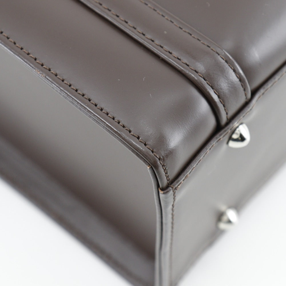 BURBERRY Handbag Calfskin Brown Nova Check box Women Used Authentic