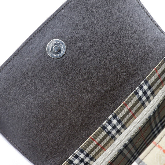 BURBERRY Handbag Calfskin Brown Nova Check box Women Used Authentic