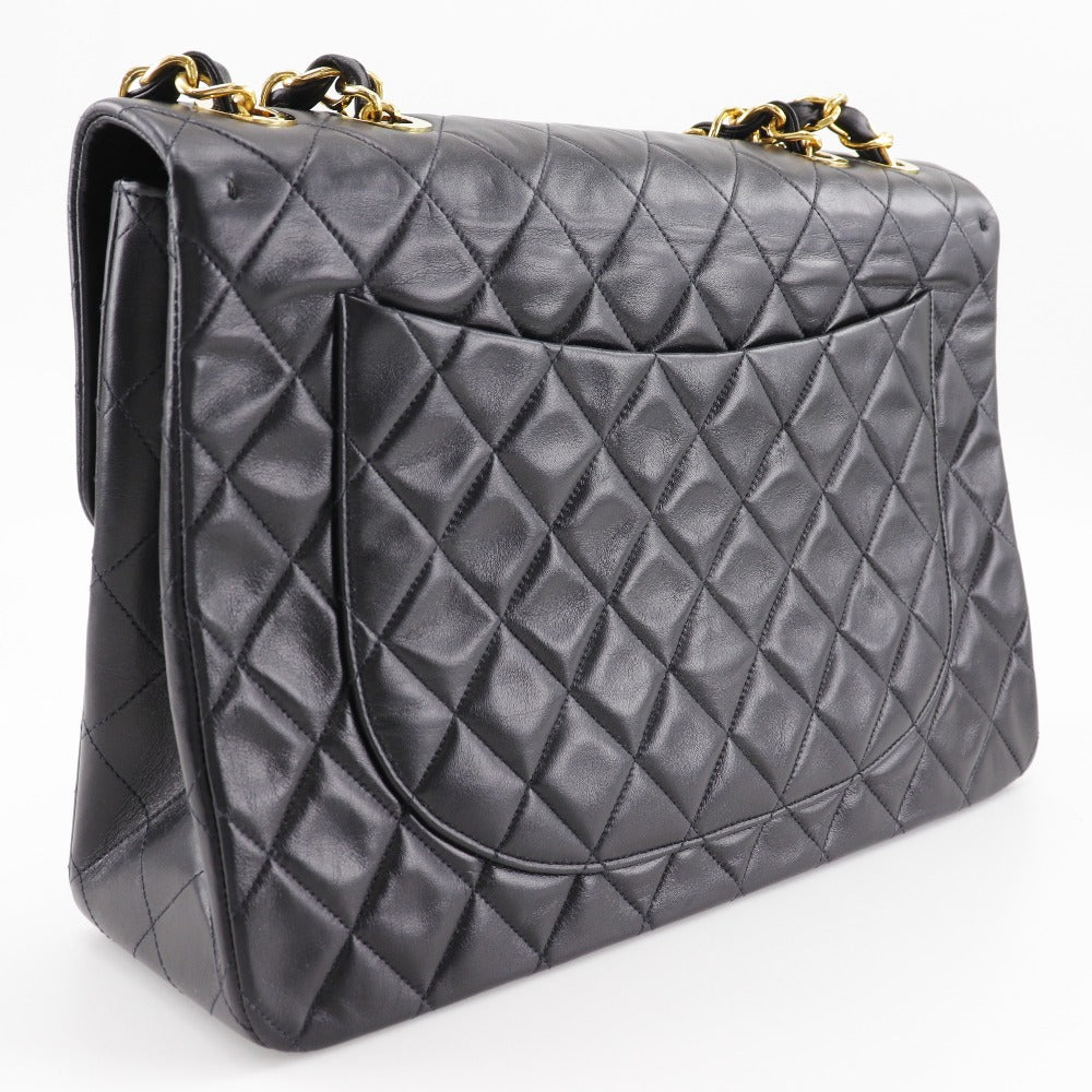 CHANEL Shoulder Bag lambskin black Double chain Deca Trasse ChainShoulder Women Used Authentic