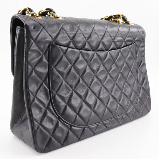 CHANEL Shoulder Bag lambskin black Double chain Deca Trasse ChainShoulder Women Used Authentic