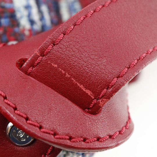 CHANEL Shoulder Bag tweed Red Clover charm one belt Women Used Authentic