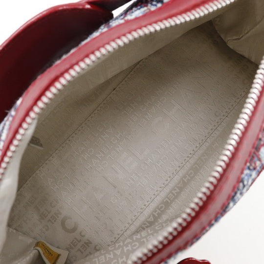 CHANEL Shoulder Bag tweed Red Clover charm one belt Women Used Authentic