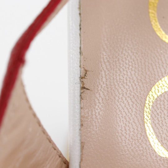 GUCCI Sandals 601553 leather White / red GG ribbon Women 37 Used Authentic