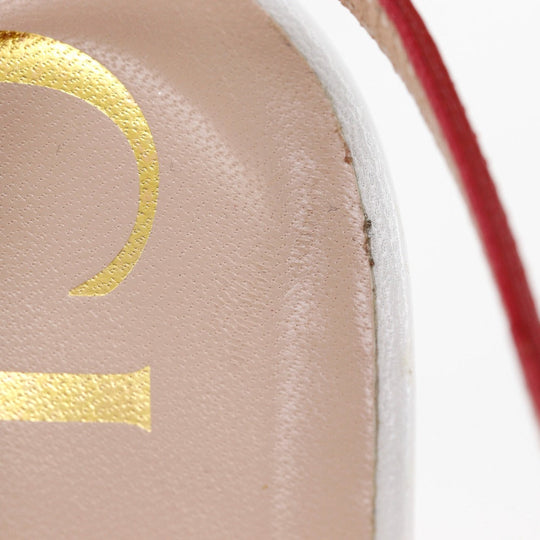 GUCCI Sandals 601553 leather White / red GG ribbon Women 37 Used Authentic