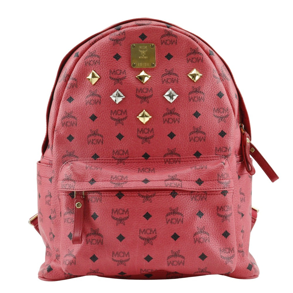 MCM Backpack MWK1 SVE02 PVC pink Studs Logogram Women Used Authentic