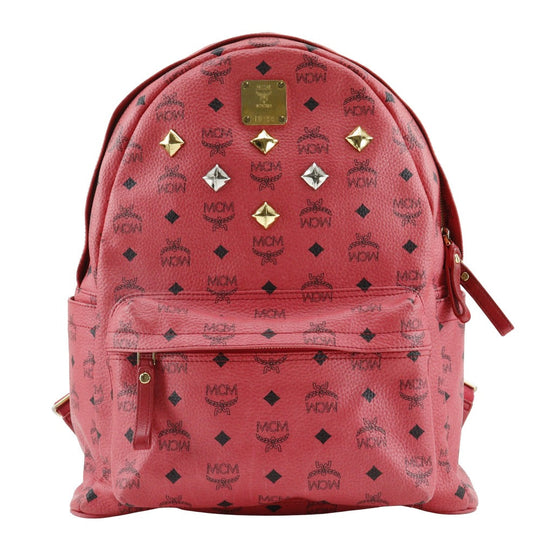 MCM Backpack MWK1 SVE02 PVC pink Studs Logogram Women Used Authentic