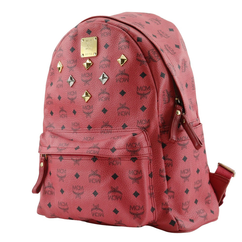 MCM Backpack MWK1 SVE02 PVC pink Studs Logogram Women Used Authentic