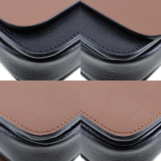 BURBERRY Shoulder Bag Calfskin Brown, Black By color D ring Women Used Authentic