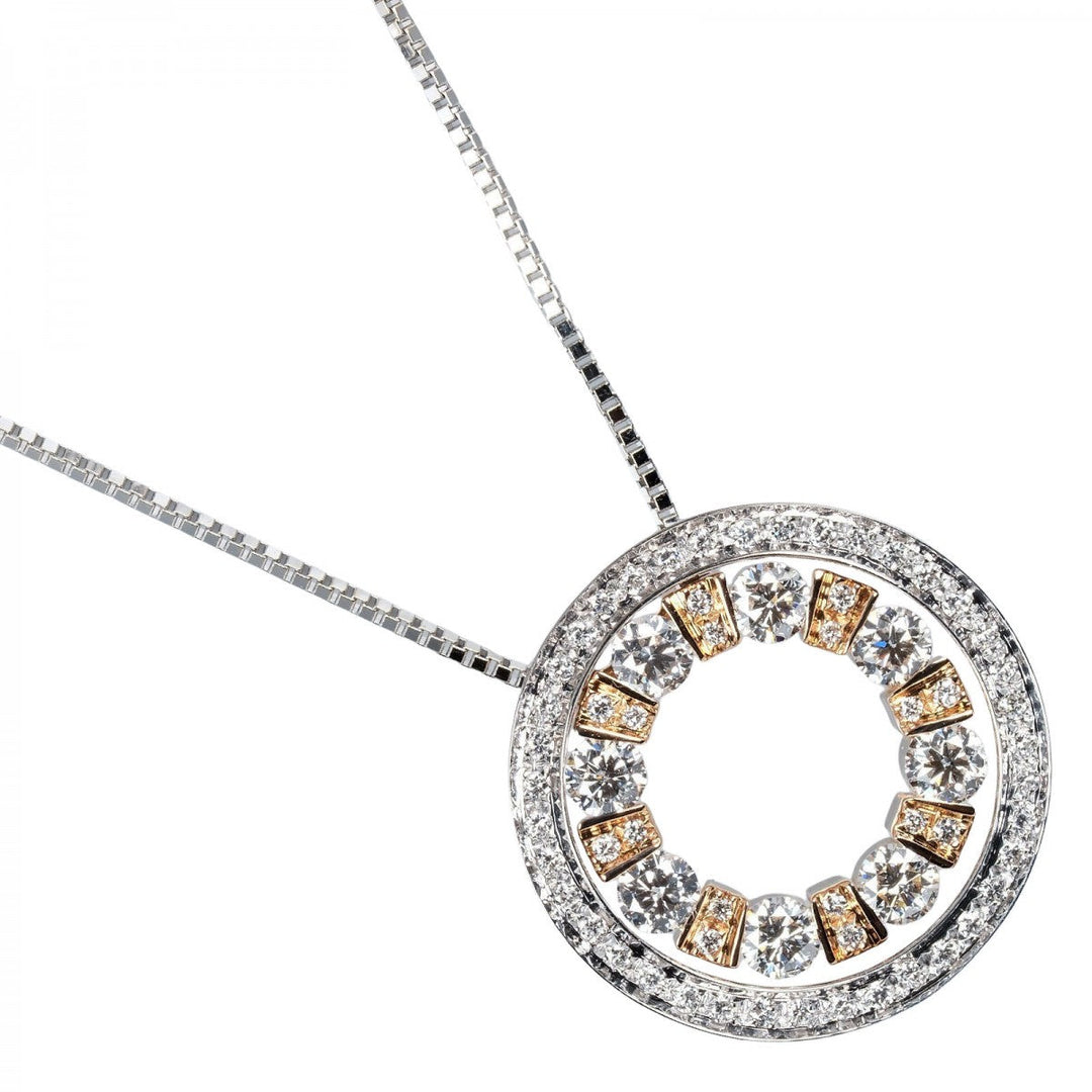 Damiani Necklace K18 White Gold, K18 Pink Gold, Diamond Silver 0.8" model Belle Epoque Round S Women Used Authentic