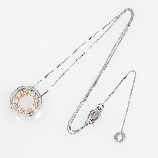 Damiani Necklace K18 White Gold, K18 Pink Gold, Diamond Silver 0.8" model Belle Epoque Round S Women Used Authentic