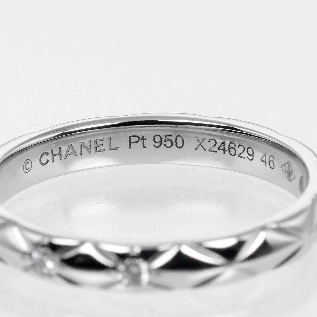 CHANEL Ring Pt950Platinum, 3P Diamond Silver Coco Crush Women 46 Used Authentic