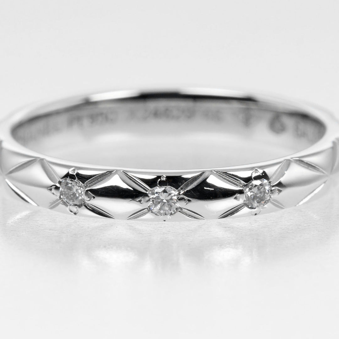 CHANEL Ring Pt950Platinum, 3P Diamond Silver Coco Crush Women 46 Used Authentic