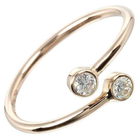 TIFFANY&Co. Ring K18 pink gold, 2P diamond gold hoop Women Used Authentic