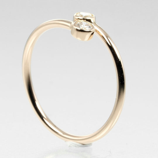 TIFFANY&Co. Ring K18 pink gold, 2P diamond gold hoop Women Used Authentic