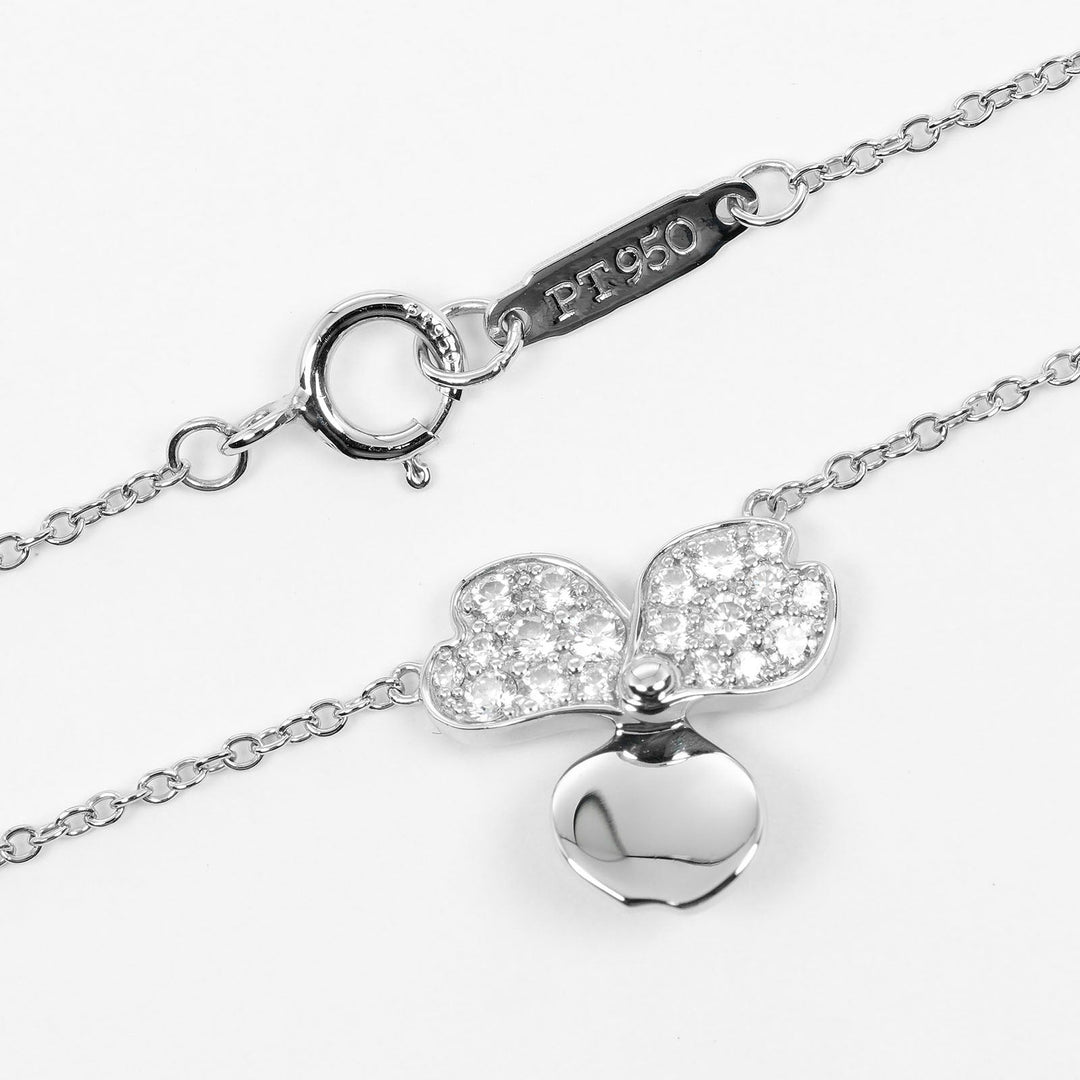 TIFFANY&Co. Necklace Pt950Platinum, Diamond Silver Paper flower Women Used Authentic