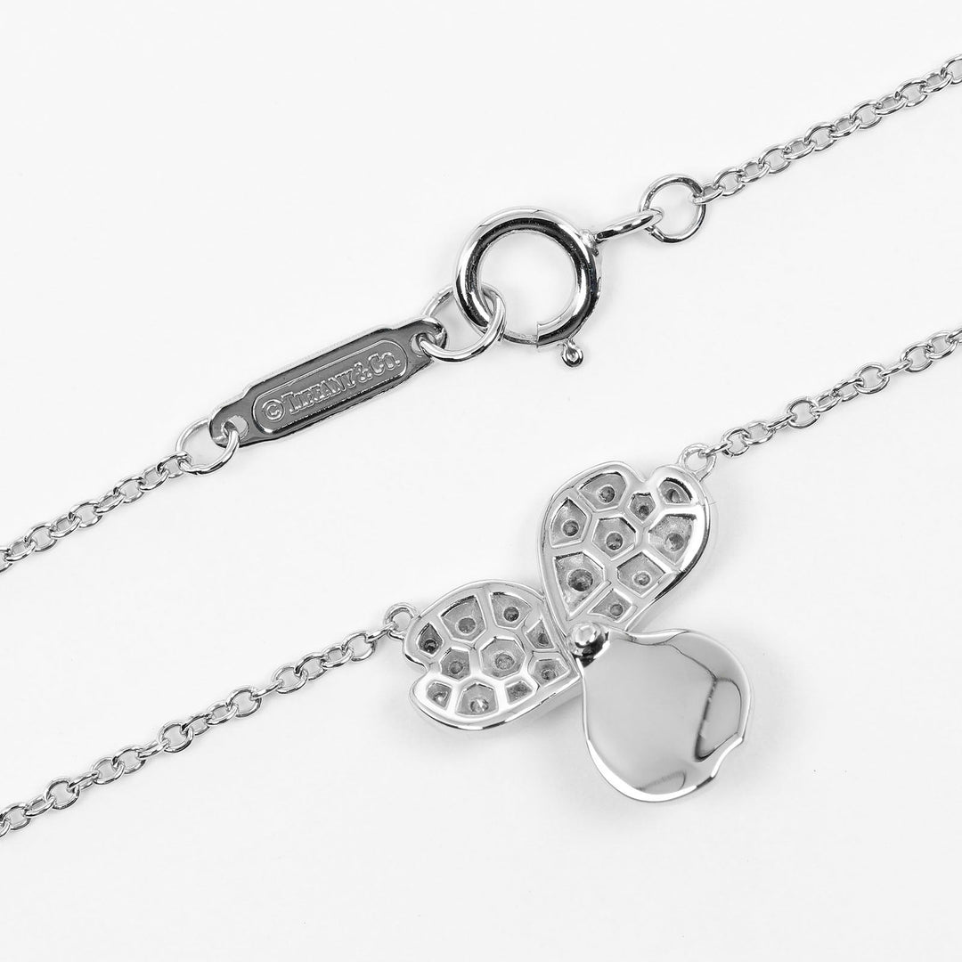 TIFFANY&Co. Necklace Pt950Platinum, Diamond Silver Paper flower Women Used Authentic