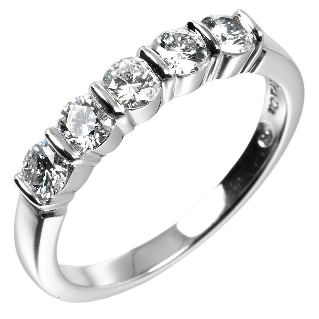 TIFFANY&Co. Ring Pt950 Platinum, 5P Diamond Silver Forever Embrace Women Used Authentic