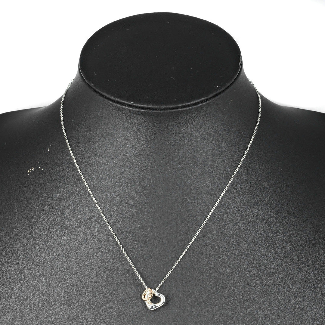 TIFFANY&Co. Necklace Silver925, K18 pink gold silver Extra Mini 0.4" & 0.3" Double open heart Women Used Authentic