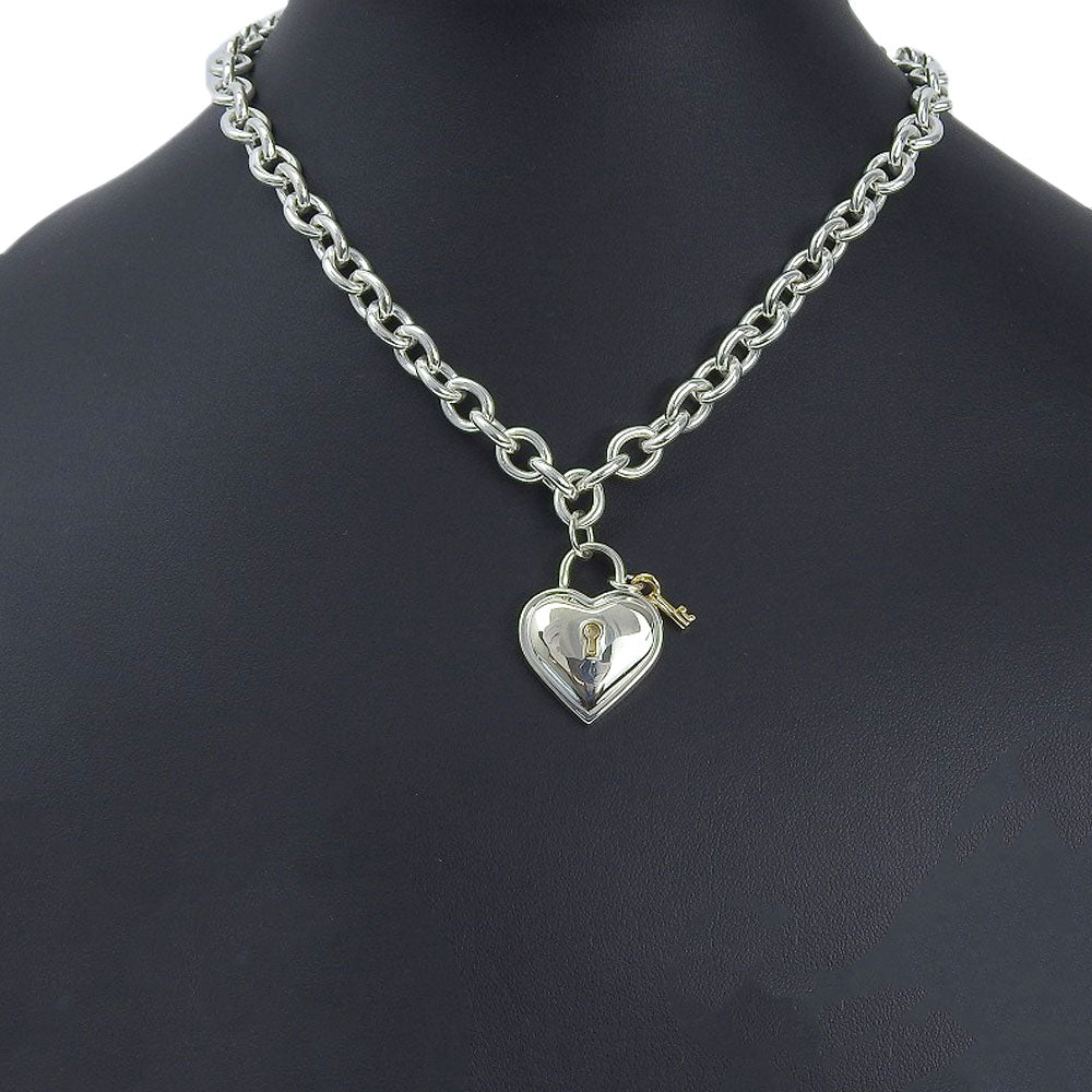 TIFFANY&Co. Necklace Silver925, K18 Yellow Gold Silver Heart lock key Women Used Authentic