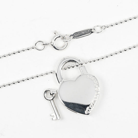 TIFFANY&Co. Necklace Silver925 Silver heart lock key Women Used Authentic